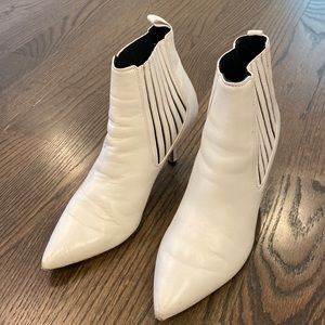 DVF white leather booties